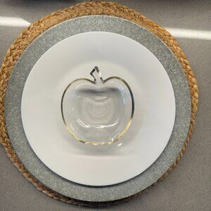 Clear Glass Apple Trinket Dish – Small Decorative Bowl - Vintage